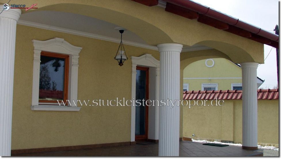Fensterdekoration und Säulenverkleidung aus Styropor | Stuckleisten