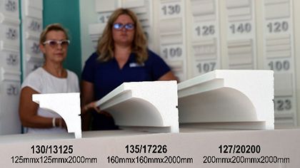 Außenstuckprofile in drei Größen für Gesimse Außenstuckprofile in drei Größen für Gesimse