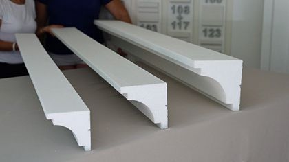 Gesimsprofile für Fassadenstuck im Größenvergleich Gesimsprofile für Fassadenstuck im Größenvergleich