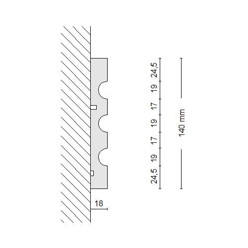 Maßzeichnung des Fassadenprofils Freetown 100 Maßzeichnung des Fassadenprofils Freetown 100